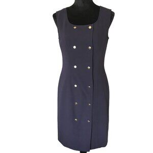 Blushe Impressions Vintage Nautical Sheath Dress: Navy w/Gold Buttons, Size 6